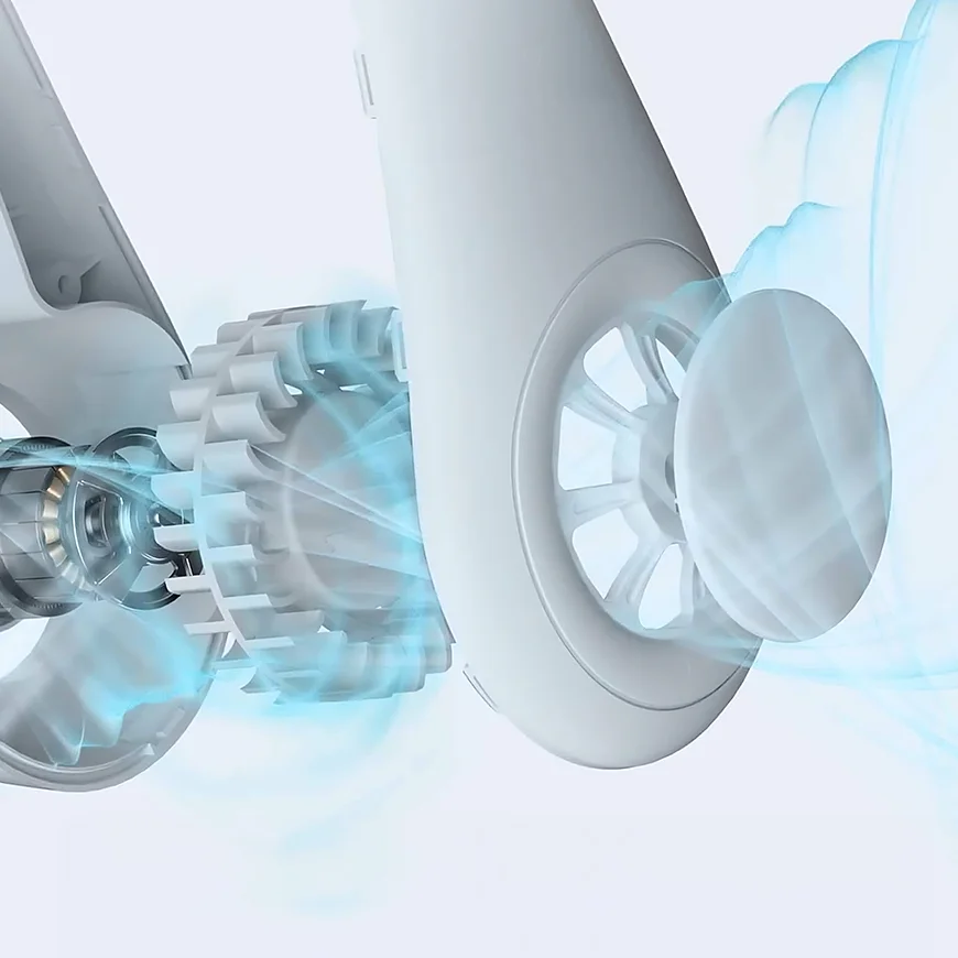 360 degree surround airflow system vents on FluxoFan neck fan
